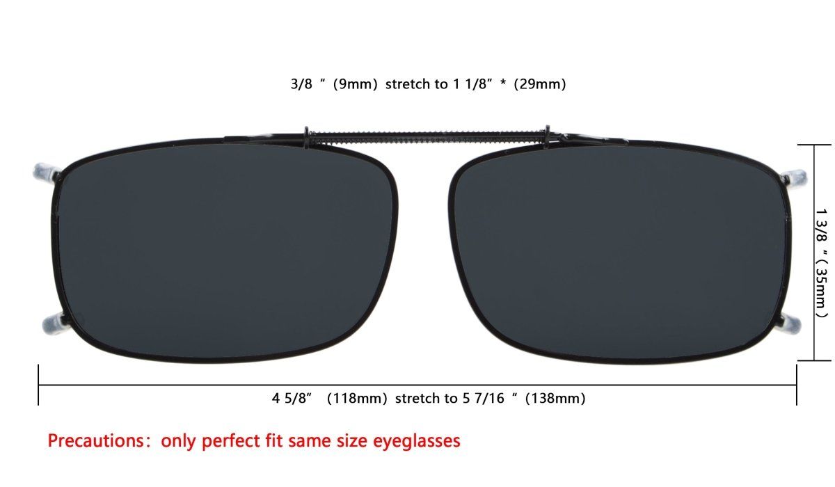 Clip on Sunglasses Size Chart